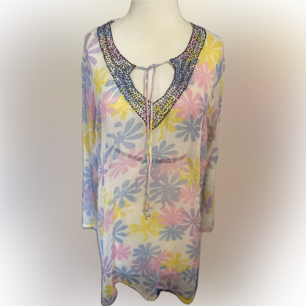 Floral Multicolor Swim Coverup